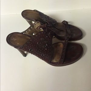 Gianni Versace brown heels studs size 7 sexy worn